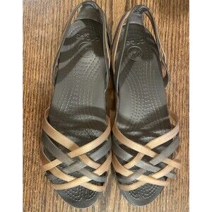 Crocs Shoes Womens Size 7 Brown Huarache Isabella Flat Sandals Jelly Strappy